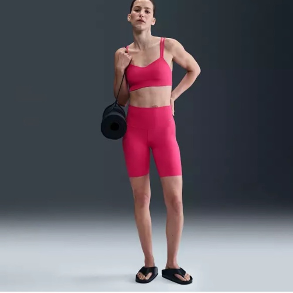 Nike Pink Sports Bra and Bike Shorts Set